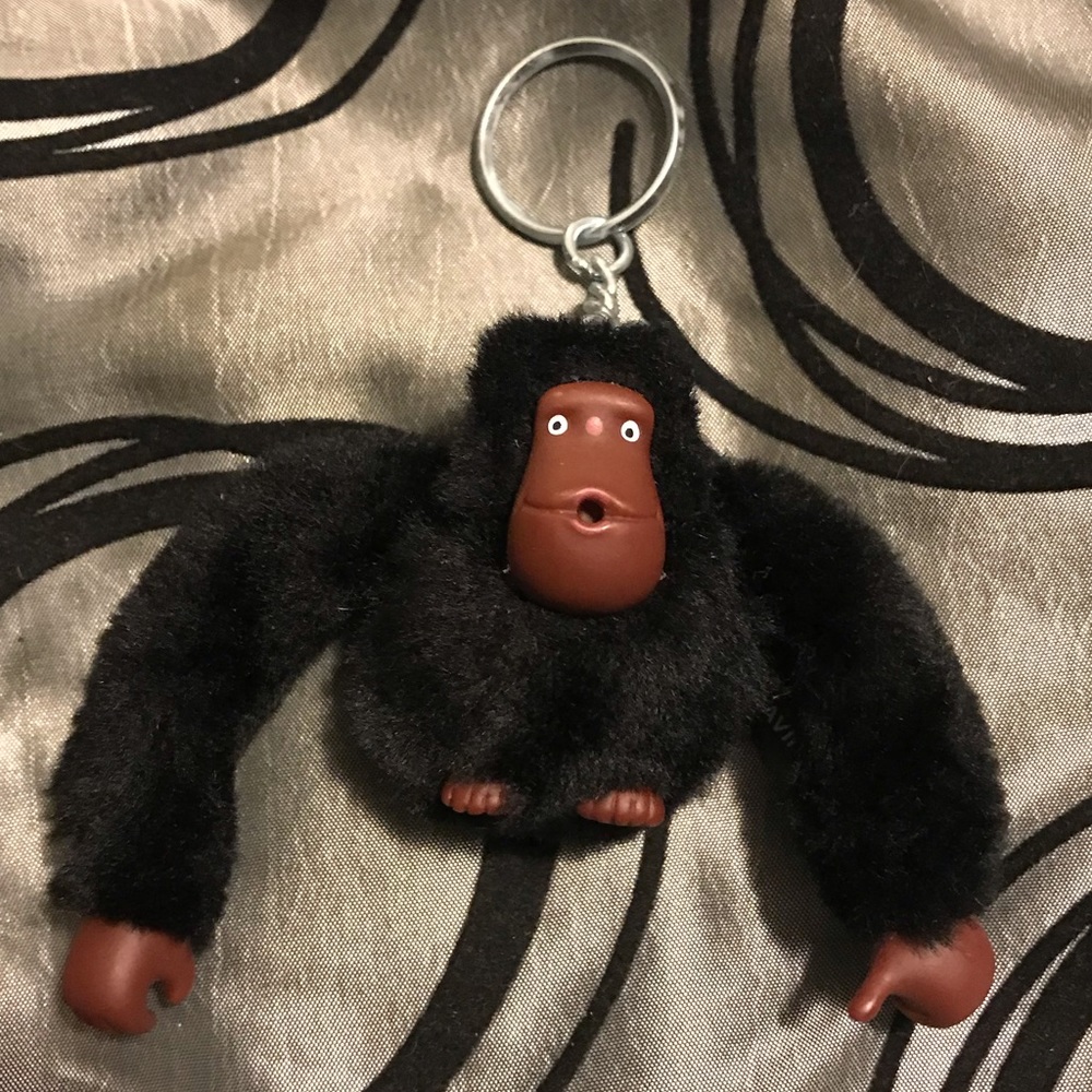Rare Kipling Black Furry Gorilla Keychain - Davina